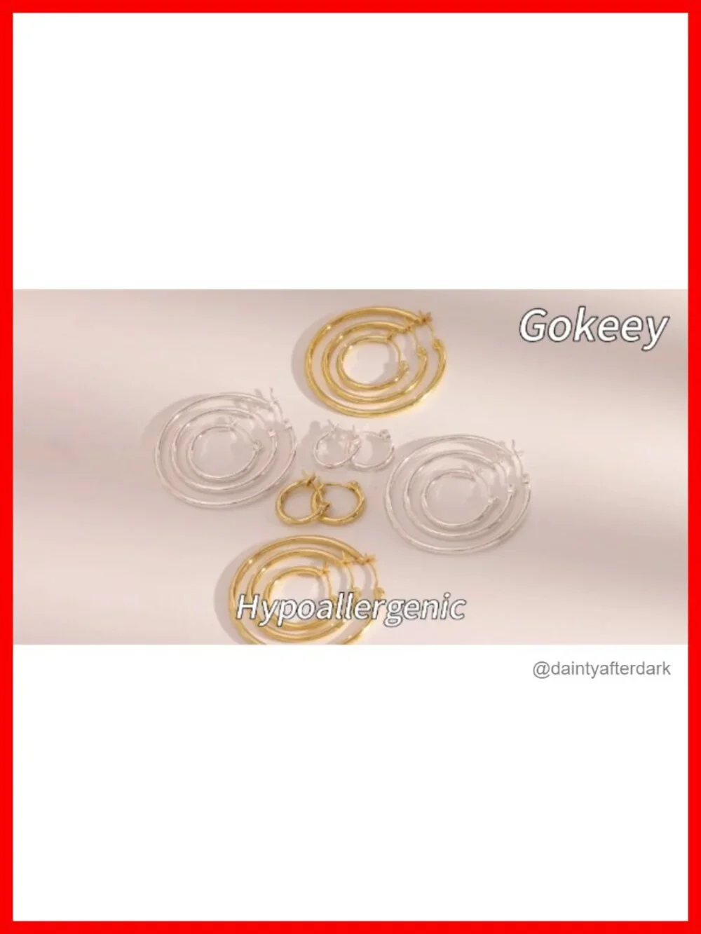 14k Gold Plated Hoop Earrings Set for Women, Sterling Silver Post,